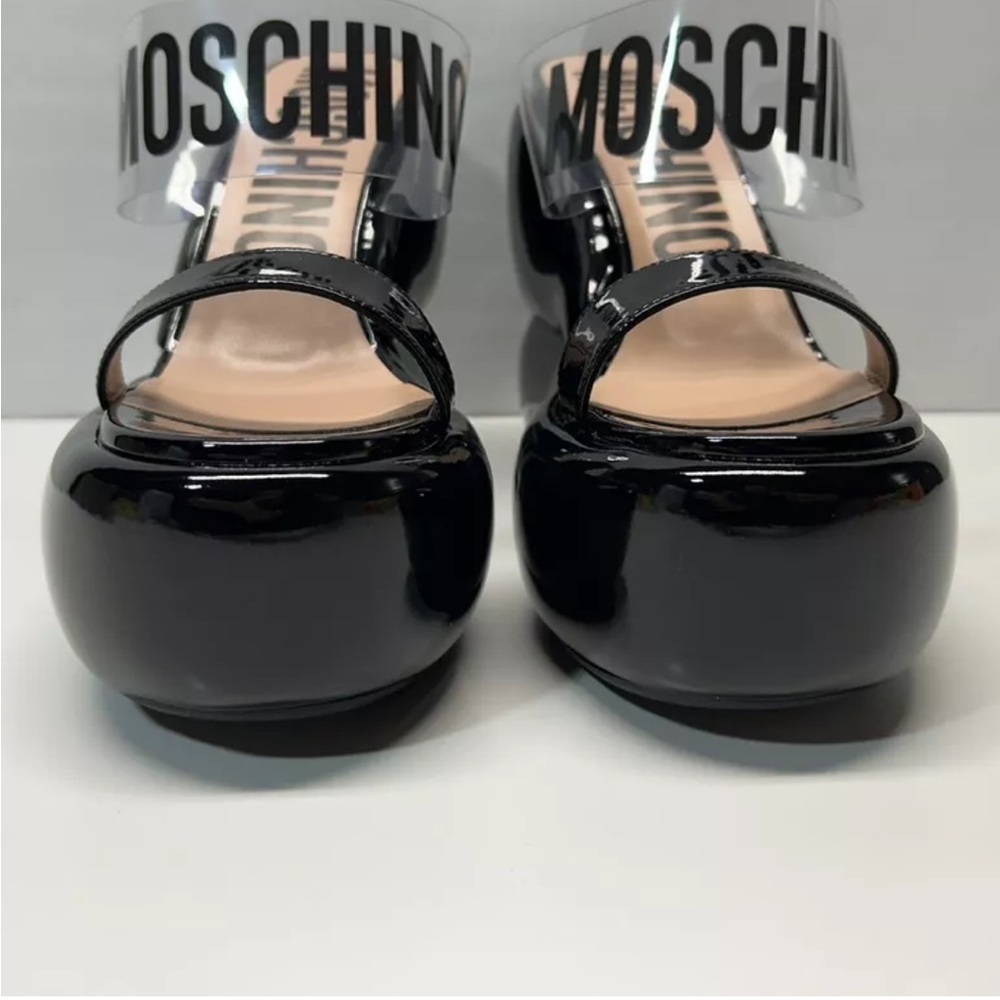❤️ Authentic “Moschino” Milano Couture black inflatable wedge mules sandals ❤️